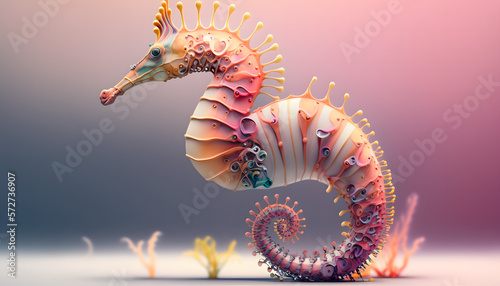 colorful sea horse created with generative AI technology