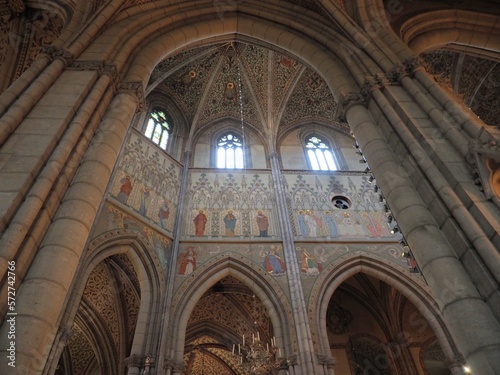 The interiors of Uppsala Cathedral - high angle view, architecture, columns, arches