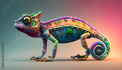colorful chameleon created with generative AI technology