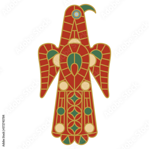 Stylized eagle bird. Medieval Visigoth design from Spain. Isolated vector illustration. photo