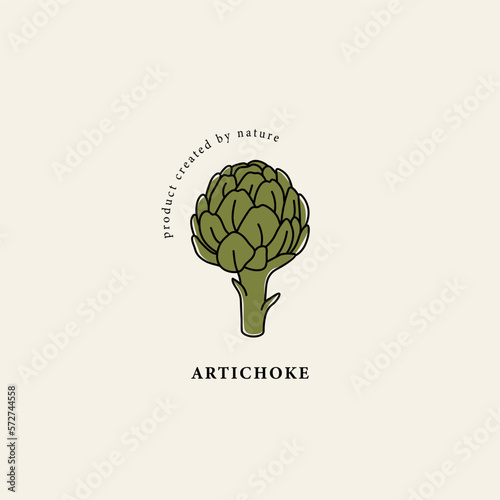 Line art artichoke plant drawing
