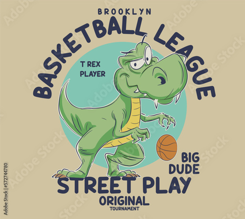 vector. Dino basketball player illustration for t shirt prints