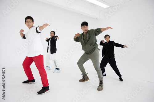 group of kids boy teenager activity with dance teacher in dancing class studio