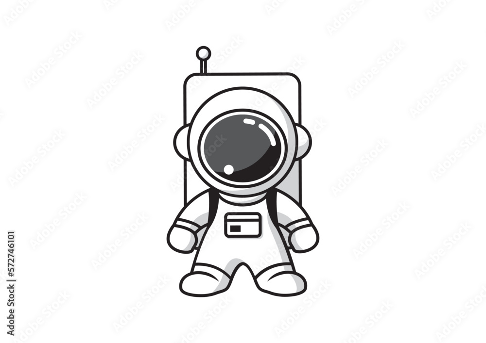 Astronaut in white space suit. Isolated vector illustration