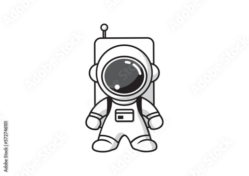 Astronaut in white space suit. Isolated vector illustration
