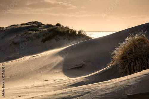 beautiful sunshine above sand dunes on beach