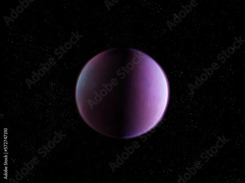Bright alien planet, exoplanet from another solar system. Space background, science fiction cosmos.
