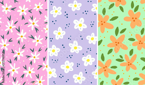 Vectores floreados. Variedad de flores para modificar. Prado de flores. Flores dibujadas a mano. Flores blancas. Naturaleza. Vector para editar.
