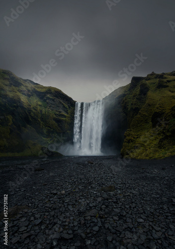 Haifoss Waterfall in iceland with no people 