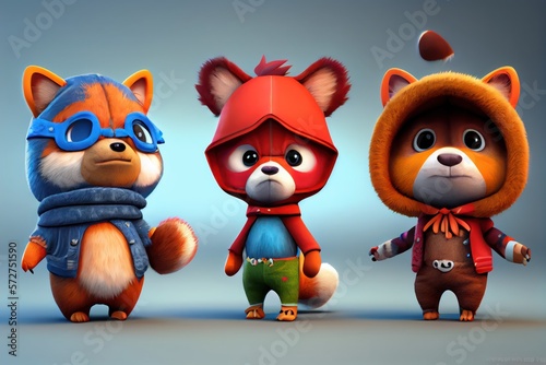 Background of a 3D Cute Animal Costume Character. Created with Generative AI Technology © EzhmaStudio