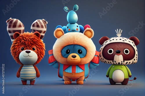 Background of a 3D Cute Animal Costume Character. Created with Generative AI Technology © EzhmaStudio