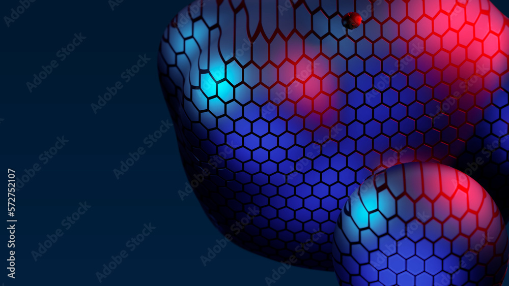 Abstract neon multicolored metaball with scale reptile texture meta ...