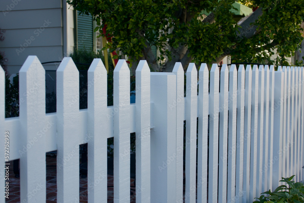 freshly painted classic white picket fence freshly painted classic white picket fence