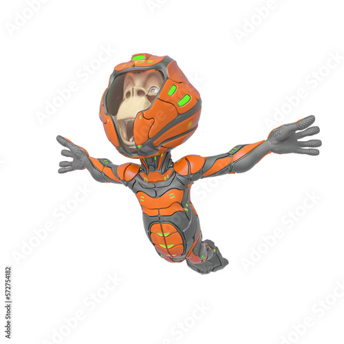 chimpanzee astronaut falling down