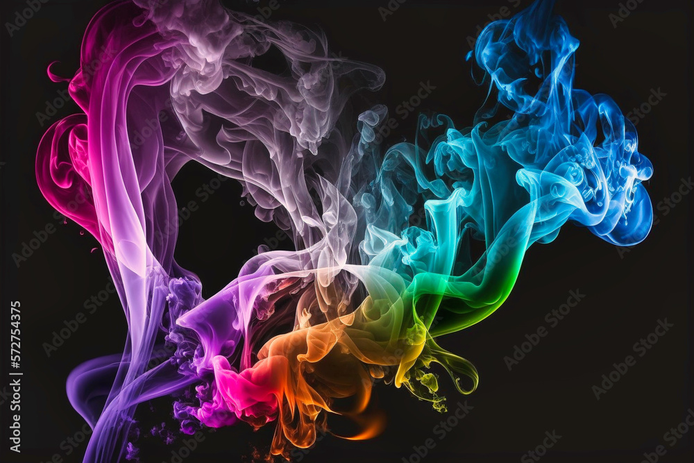 Fototapeta premium Abstract smoke rgb colors on black background wallpaper - generative AI