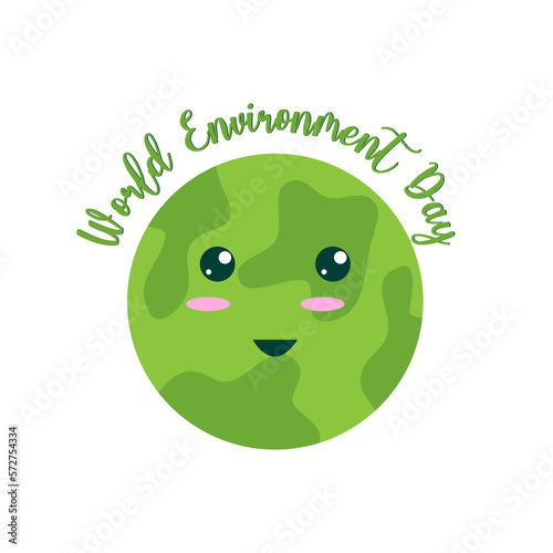 Cute face globe world environment day vector design