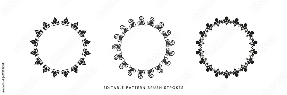 Set of luxury rounded pattern brush template Set of luxury rounded pattern brush template