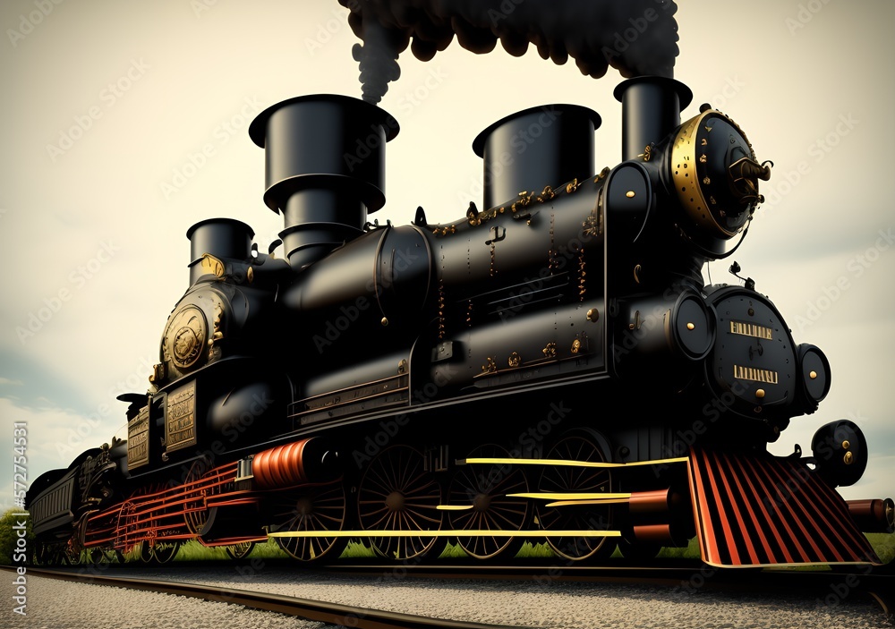 Steam Engine, Generative AI Illustration Steam Engine, Generative AI Illustration