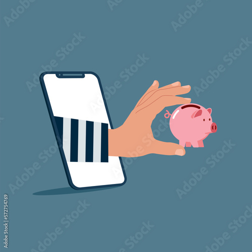 Cyber security and phishing concept. Mobile Banking Fraud, Hacking and Cyber Crime. Flat vector illustration