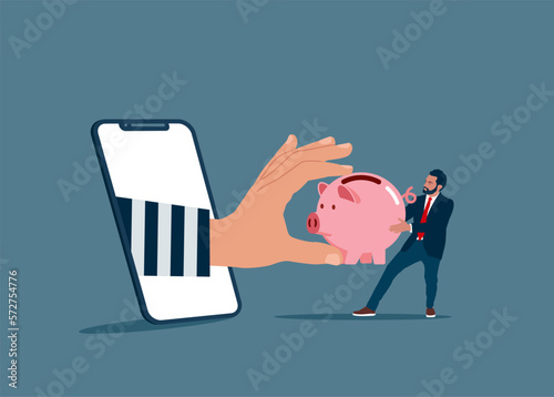 Mobile Banking Fraud, Hacking and Cyber Crime. Cyber security and phishing concept. Modern vector illustration in flat style