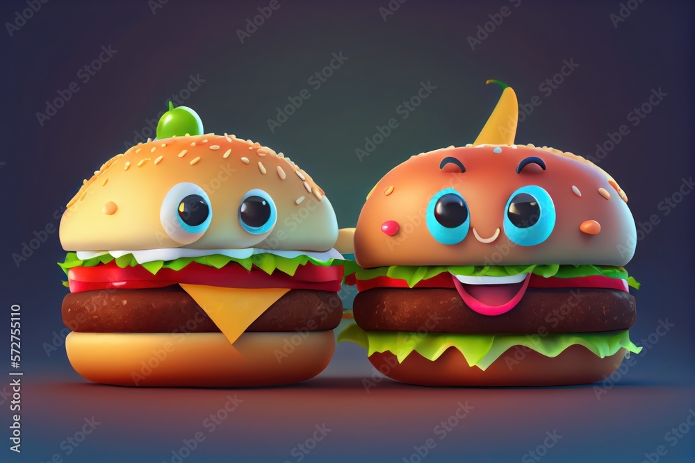 Background of a 3D Cute Hamburger Character. Generative AI Background of a 3D Cute Hamburger Character. Generative AI