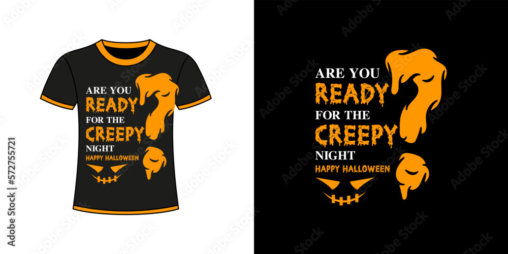 Halloween black and orange t shirt design vector template
