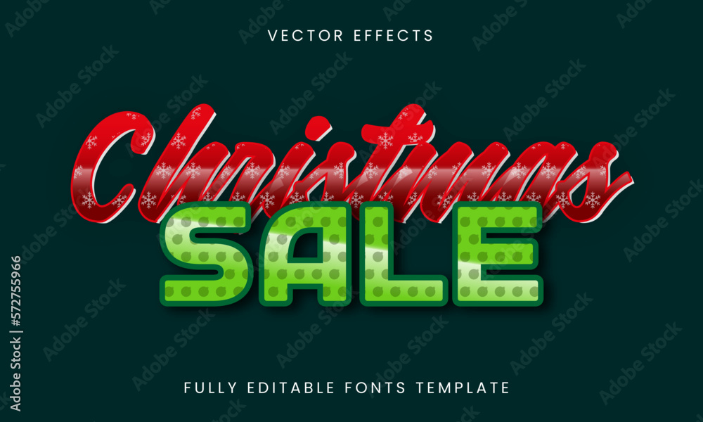Christmas Sale red and green text effects template