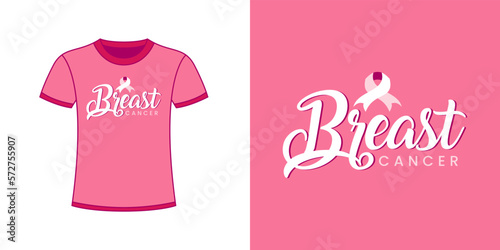 Breast cancer pink t shirt design vector template