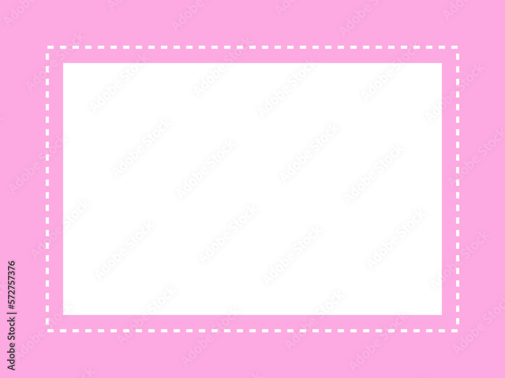 長方形縫い目フレーム：ピンク