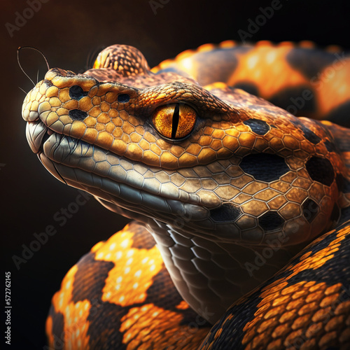 A portrair of a snake. IA generative photo