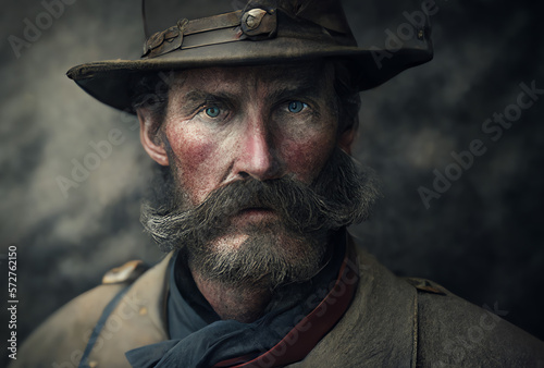 Foto portrait of a confederate soldier, generative ai