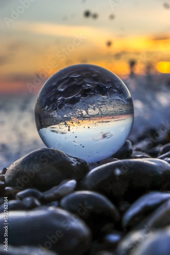 waves through a glass sphere