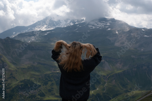 View on girl in Alps