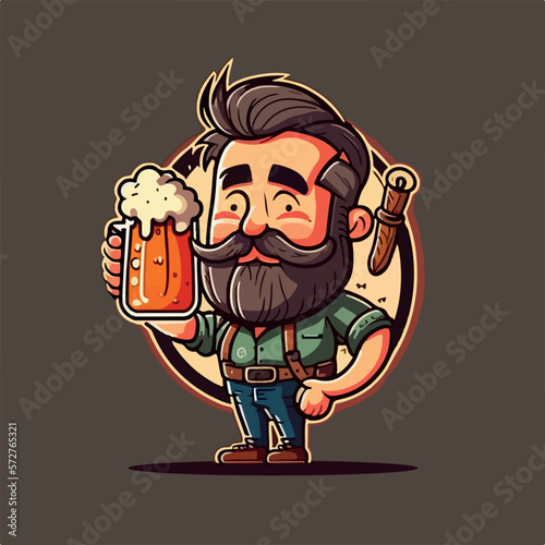 Happy man holding beer cartoon vector illustration 