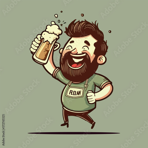 Happy man holding beer cartoon vector illustration 