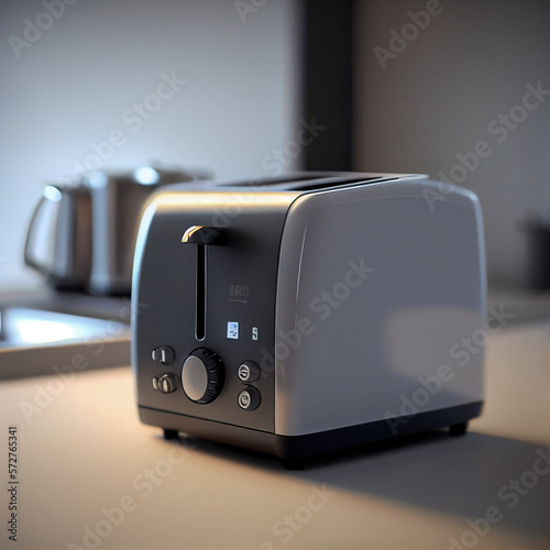 Modern home toaster on a kitchen counter AI photo