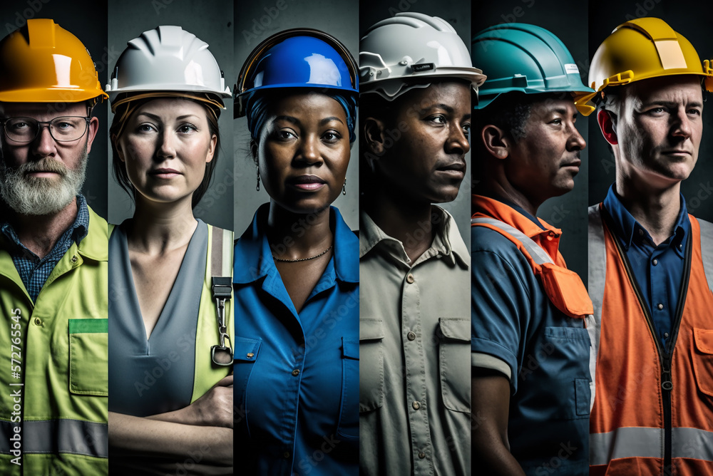 group of manual workers engineering standing with confident at work place. Concept of smart industry worker operating. Diversity of people of men and women,generative ai. group of manual workers engineering standing with confident at work place. Concept of smart industry worker operating. Diversity of people of men and women,generative ai.