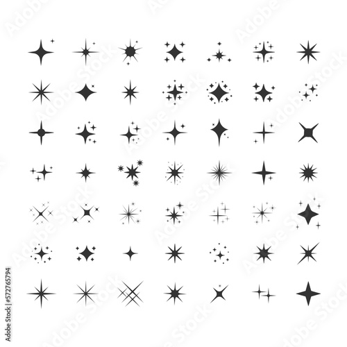 Set of twinkling star, sparkle firework decoration. twinkle shiny flash design elements isolated on white background. Vector illustration of sparkle icons for graphic, website and mobile design.
