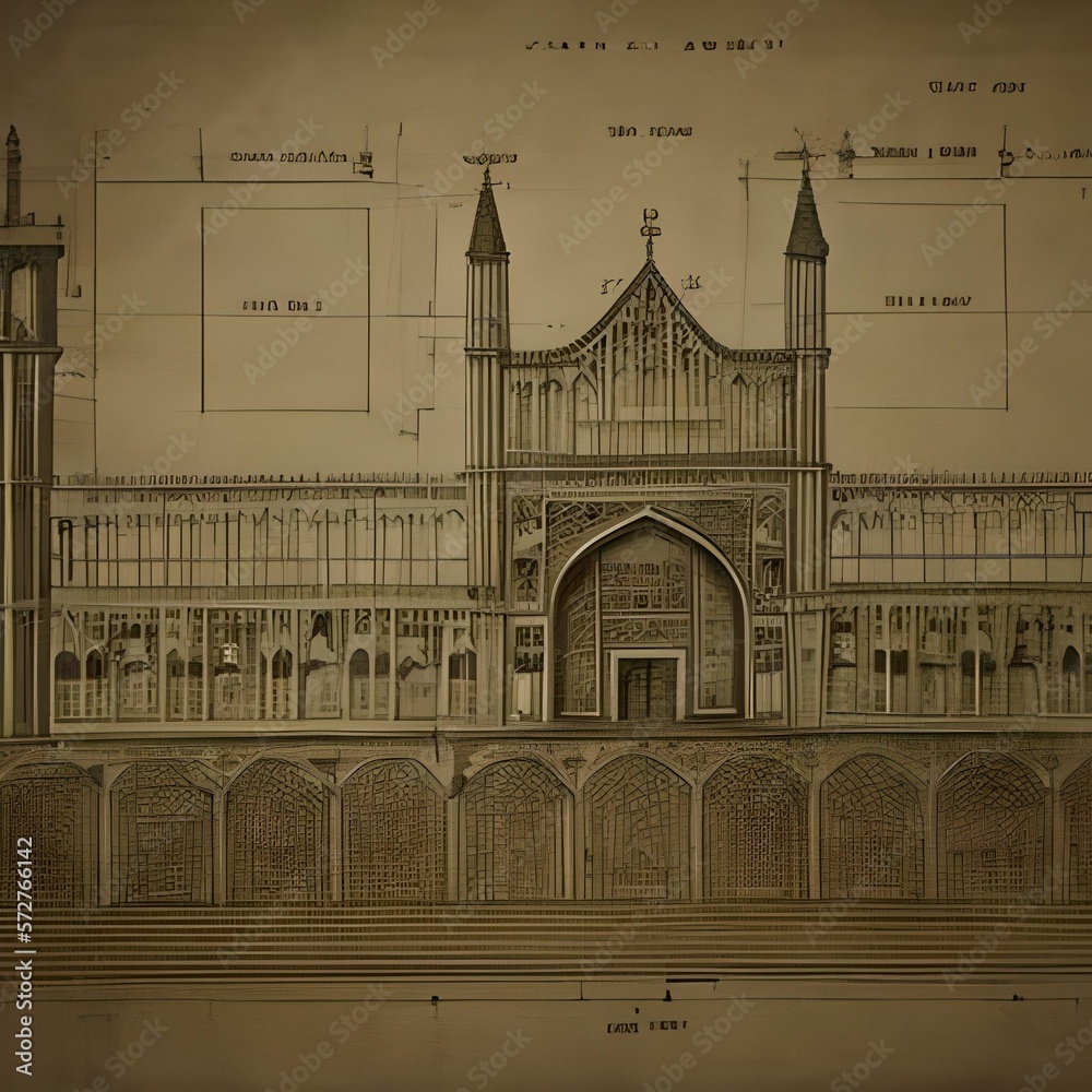 Old palace blueprint - Illustration AI