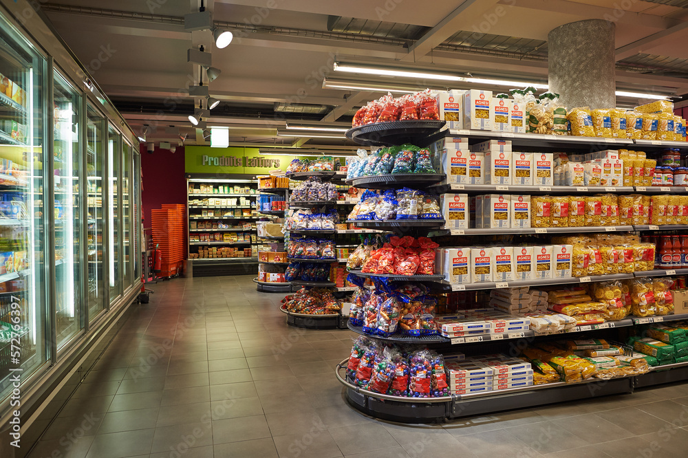 GENEVA, SWITZERLAND CIRCA SEPTEMBER, 2015 interior shot of Migros