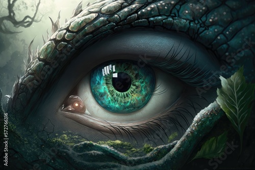 The creature's eye. Generative AI © Kanisorn