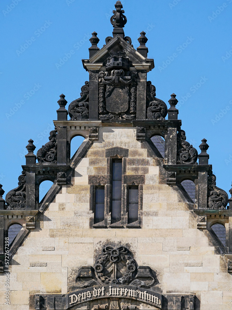 Teile der Fassade an der Reformierten Kirche Leipzig. Sachsen, Leipzig
