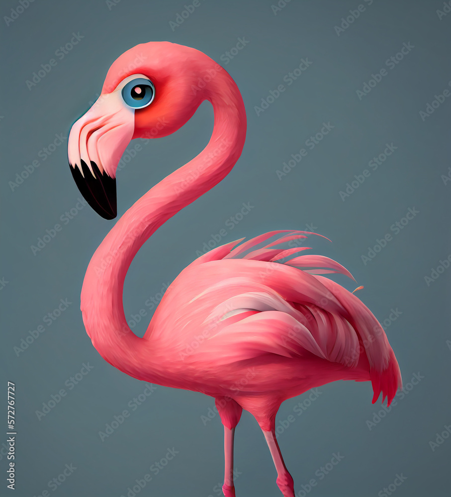 Fototapeta premium Cartoon Flamingo animation. Generative AI