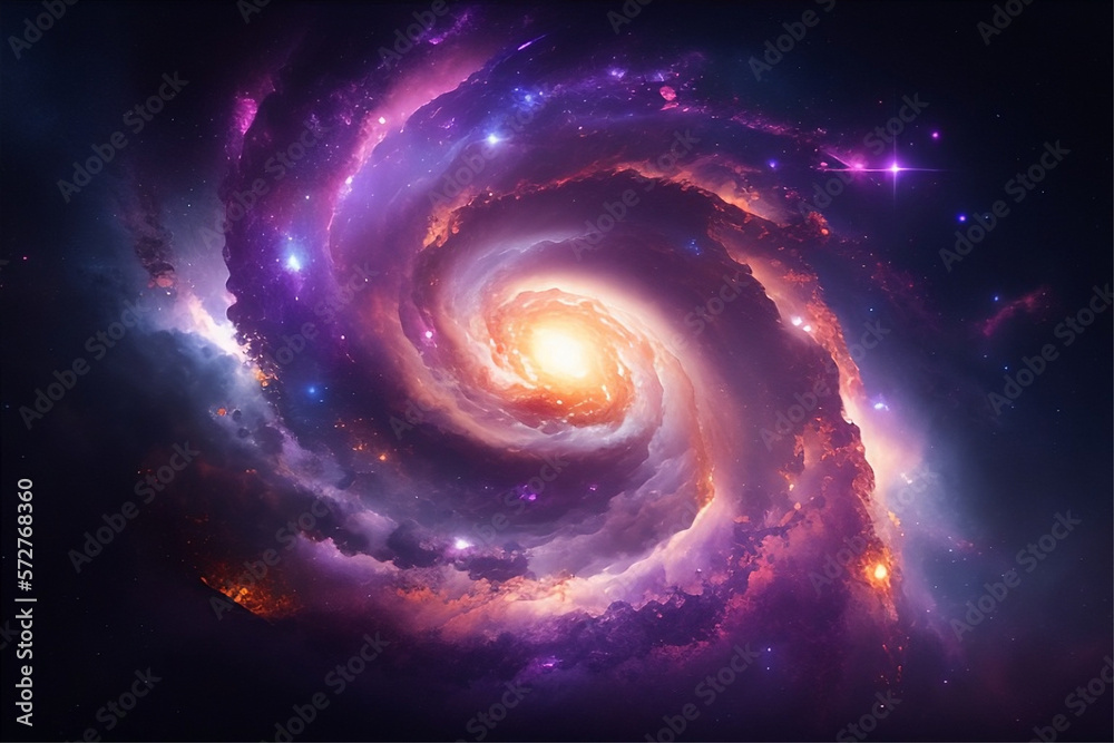Spiral galaxy in a space, digital art with generative ai technology 