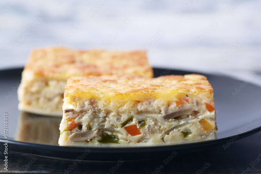 Homemade puff pastry with chicken and vegetables Homemade puff pastry with chicken and vegetables