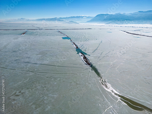 formations and landscapes of the frozen lake