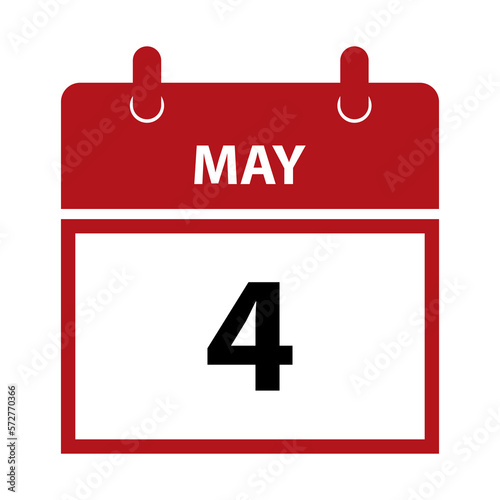 May 4. Vector flat daily calendar icon. Date and time, day, month for birthday, anniversary, appointment, remainder or event. Holiday. International Firefighters Day, Coal Miners' Day