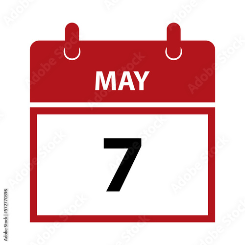 May 7. Vector flat daily calendar icon. Date and time, day, month for birthday, anniversary, appointment, remainder or event. Holiday. World Athletics Day. (1st Sunday): World Laughter Day