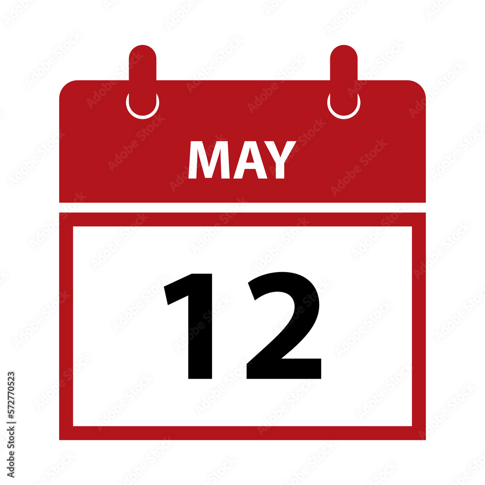 May 12. Vector flat daily calendar icon. Date and time, day, month for birthday, anniversary, appointment, remainder or event. Holiday. International Nurses Day