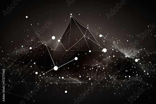 Neural network background lines dots triangles low Poly  Generative AI